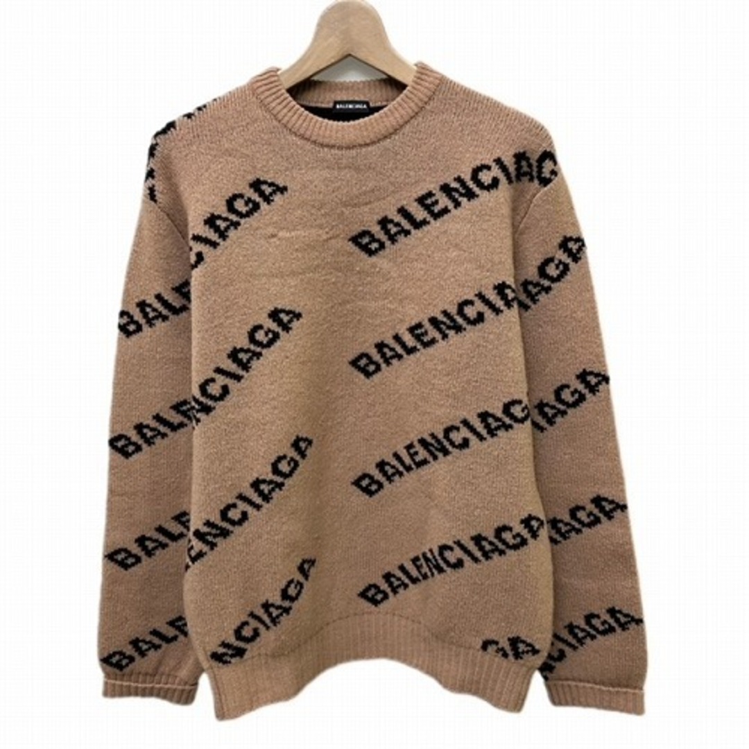 Balenciaga(バレンシアガ)のバレンシアガ BALENCIAGA ロゴ ジャガード ニット S  ベージュ レディースのトップス(ニット/セーター)の商品写真