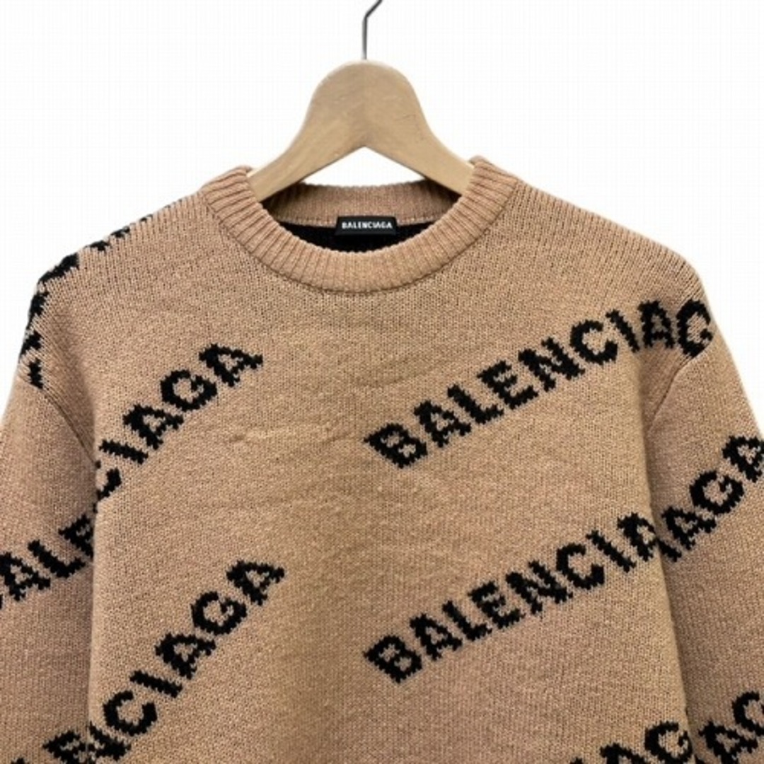 Balenciaga(バレンシアガ)のバレンシアガ BALENCIAGA ロゴ ジャガード ニット S  ベージュ レディースのトップス(ニット/セーター)の商品写真