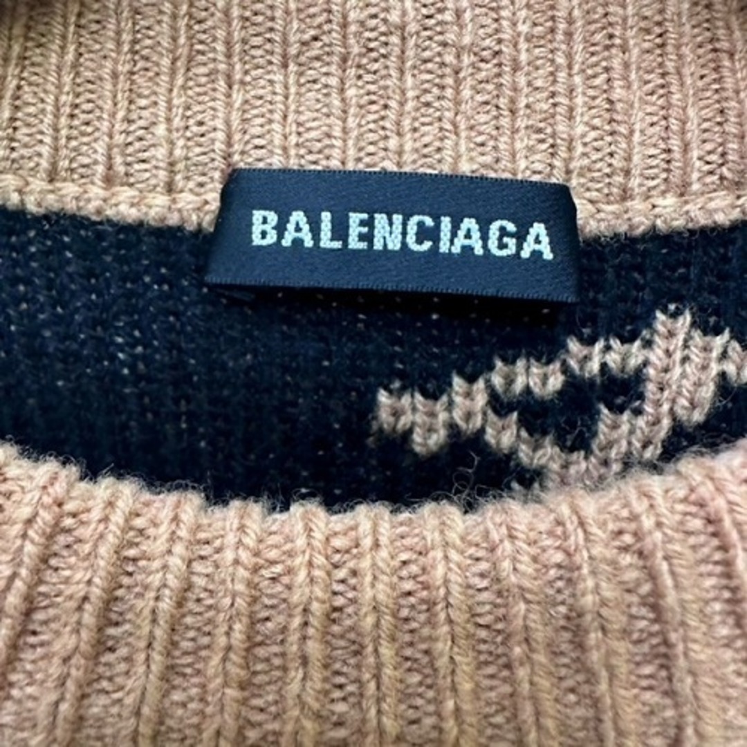 Balenciaga(バレンシアガ)のバレンシアガ BALENCIAGA ロゴ ジャガード ニット S  ベージュ レディースのトップス(ニット/セーター)の商品写真