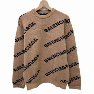 バレンシアガ(Balenciaga)のバレンシアガ BALENCIAGA ロゴ ジャガード ニット S  ベージュ(ニット/セーター)