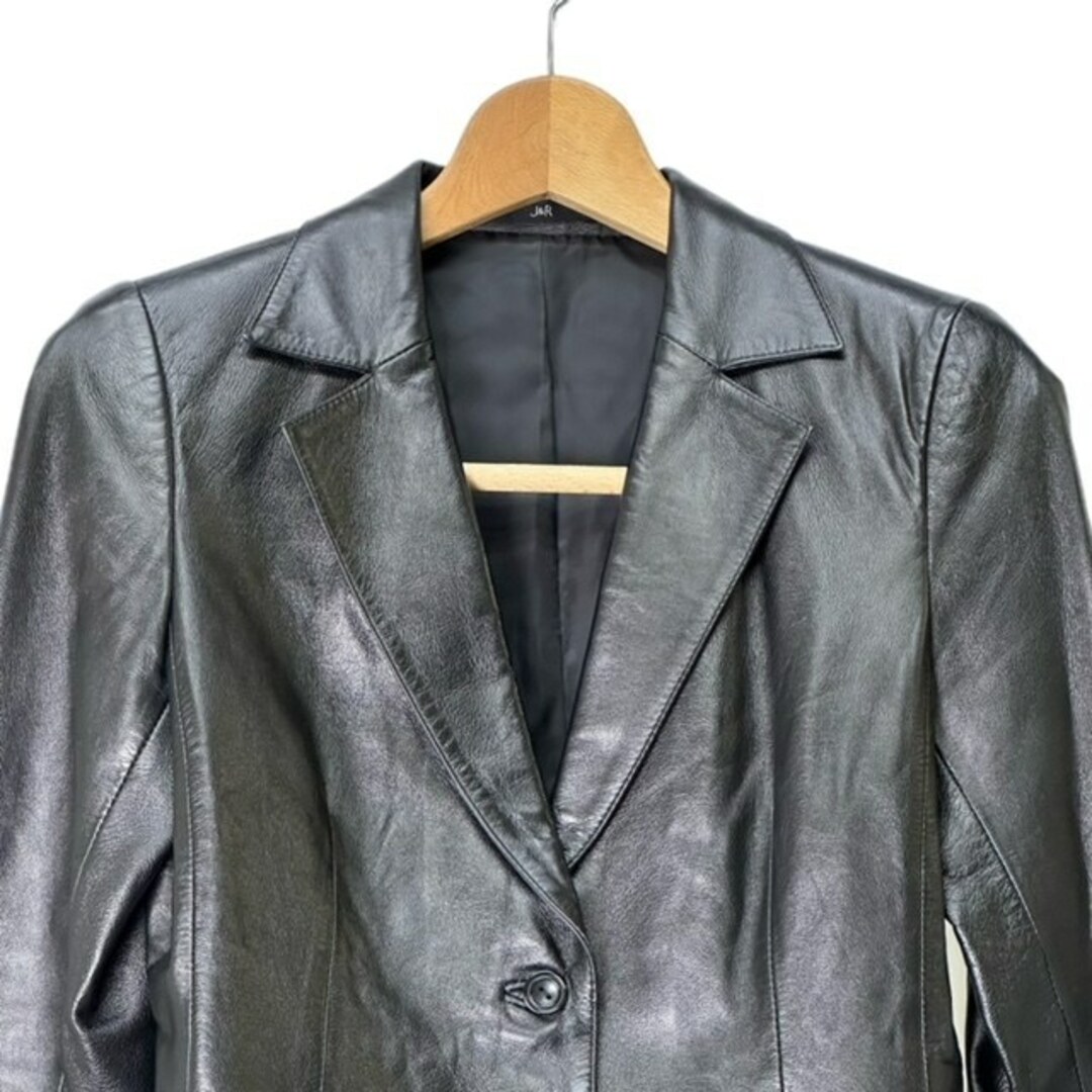 J&R(ジェイアンドアール)のジェイ&アール J&R レザー テーラード ジャケット 黒 レディースのジャケット/アウター(テーラードジャケット)の商品写真