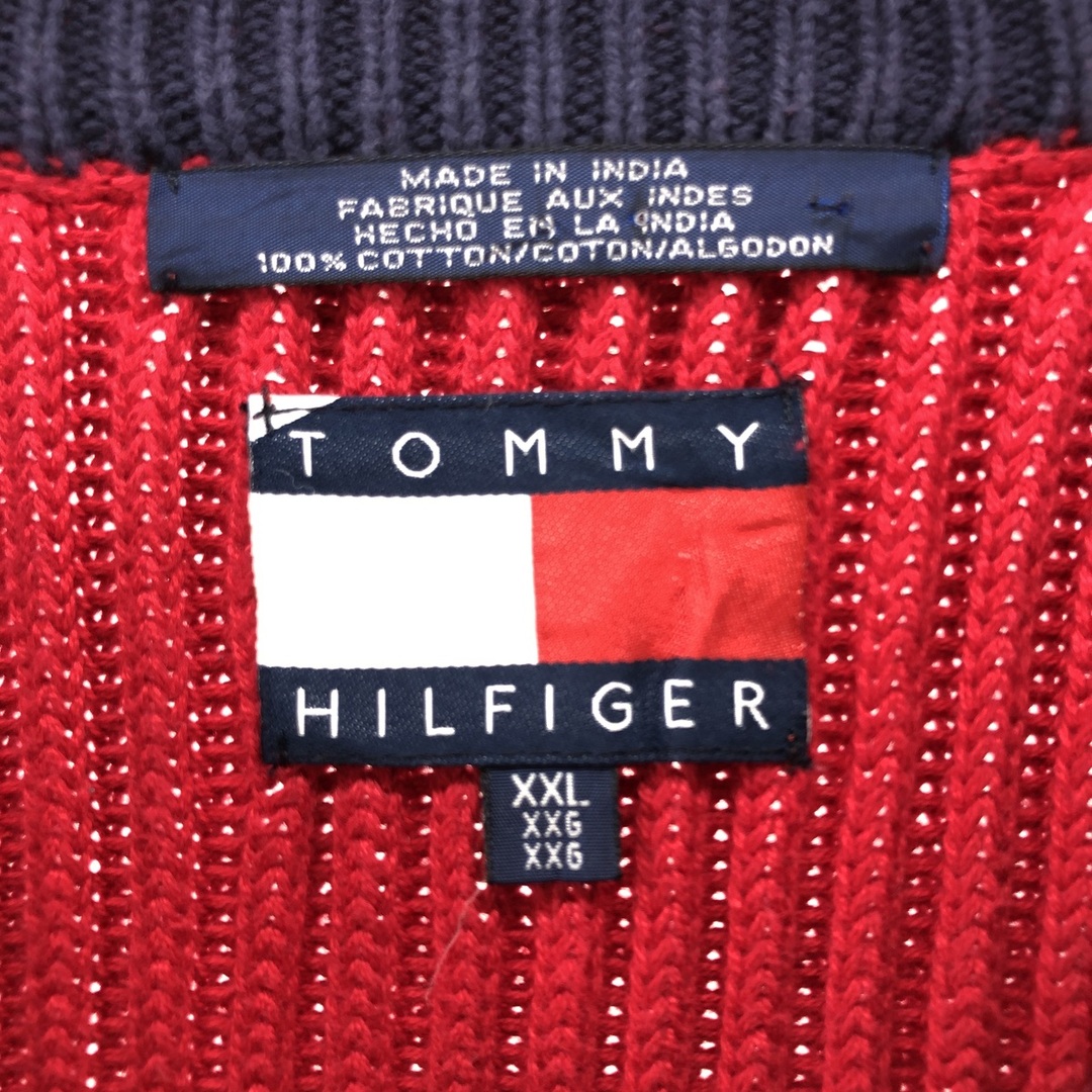 TOMMY HILFIGER(トミーヒルフィガー)の古着 90年代 トミーヒルフィガー TOMMY HILFIGER ボーダー柄 コットンニットセーター メンズXXL ヴィンテージ /eaa410851 メンズのトップス(ニット/セーター)の商品写真