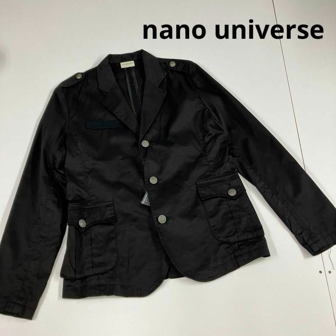 nano・universe(ナノユニバース)のナノユニバース　ミリタリージャケット　テーラード　古着　ブラック　エポレット メンズのジャケット/アウター(ミリタリージャケット)の商品写真