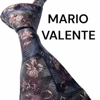マリオバレンチノ(MARIO VALENTINO)の601✨美品✨MARIO VALENTE ネクタイ　花柄　ネイビー　ブラウン(ネクタイ)