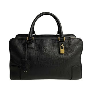 ロエベ(LOEWE)のほぼ未使用 LOEWE ロエベ アマソナ 36 アナグラム レザー 本革 ボストンバッグ ハンドバッグ ミニ トートバッグ ブラック 黒 32731(ボストンバッグ)