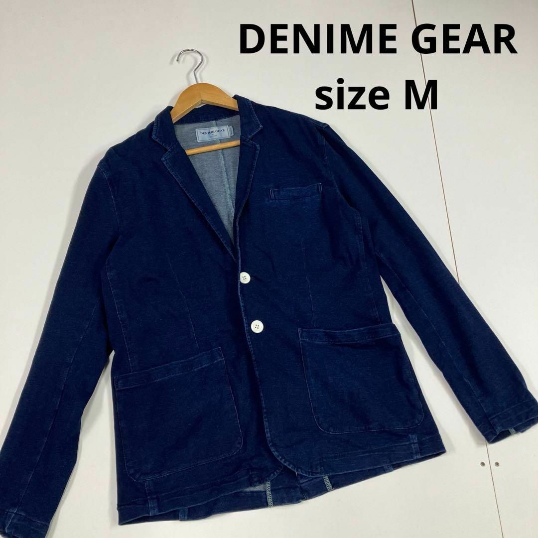 DENIME(ドゥニーム)のDENIME GEAR ジャケット　スウェット　インディゴ　2B 古着　アメカジ メンズのジャケット/アウター(テーラードジャケット)の商品写真