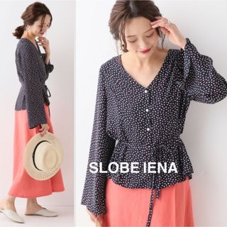 SLOBE IENA - 美品！スローブ　イエナ　SLOBE IENA フレア袖　ブラウス　M 濃紺　F