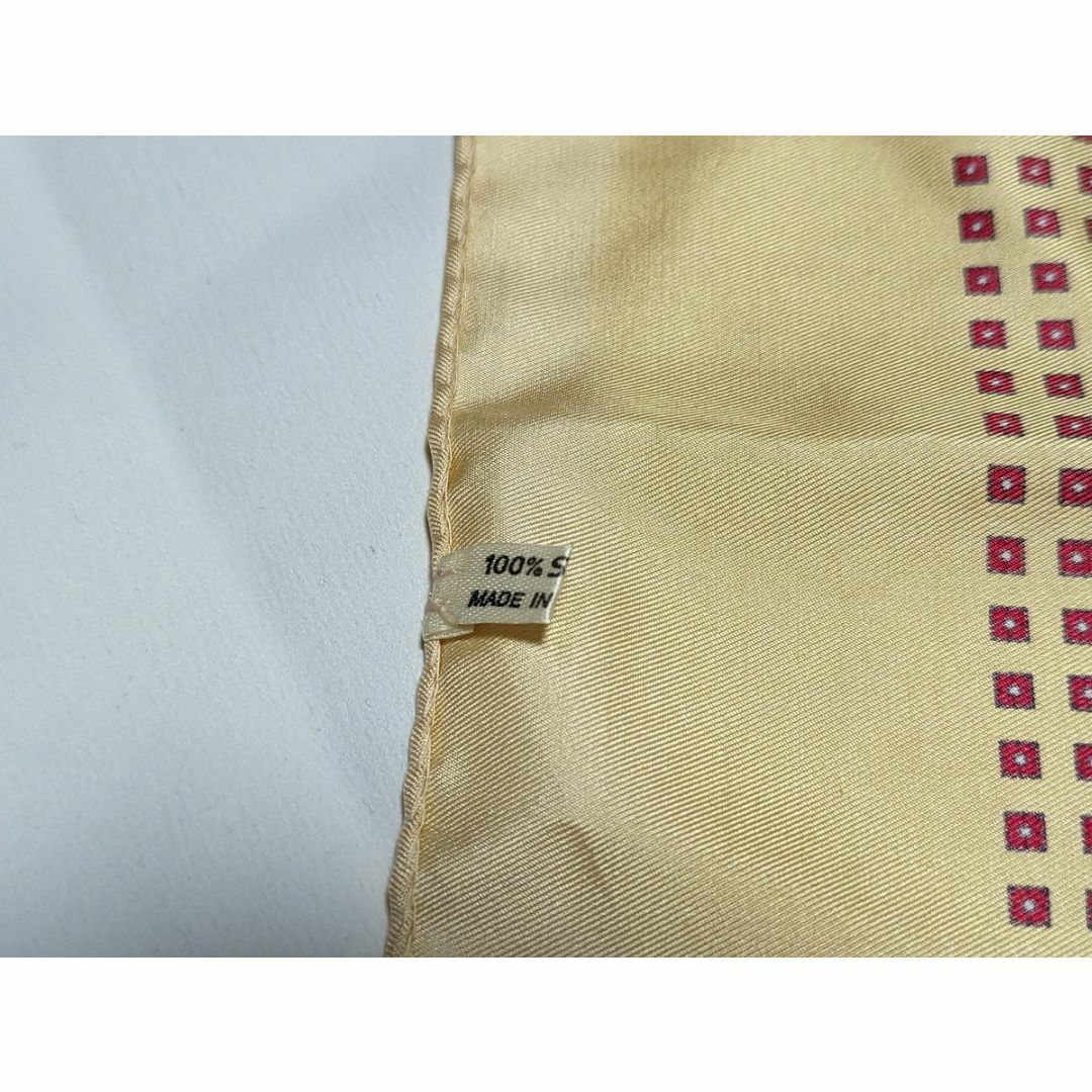 USAヴィンテージ 60s 上質 シルクポケットチーフ イエロー レッド メンズのファッション小物(ネクタイ)の商品写真