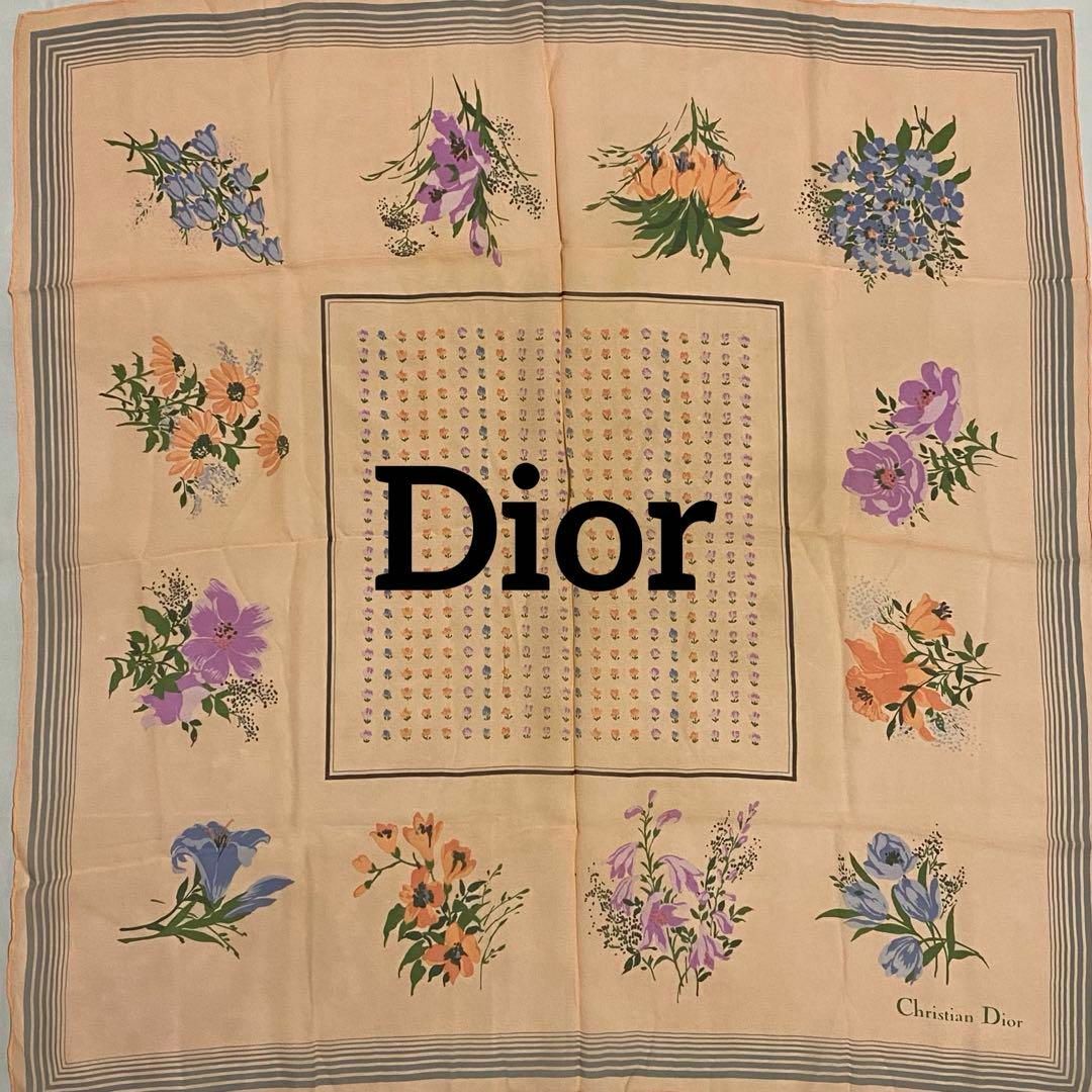 Christian Dior(クリスチャンディオール)の美品 ★Dior★ スカーフ シフォン 花 ピンク レディースのファッション小物(バンダナ/スカーフ)の商品写真