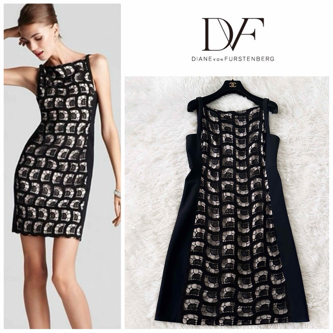 DIANE von FURSTENBERG(ダイアンフォンファステンバーグ)のDIANE von FURSTENBERG かぎ針編みノースリーブワンピース 8 レディースのワンピース(ひざ丈ワンピース)の商品写真