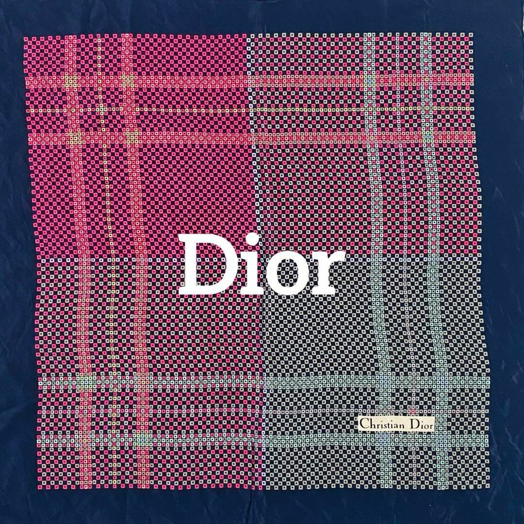 Christian Dior(クリスチャンディオール)の★Dior★ スカーフ チェック ネイビー ピンク スカイブルー レディースのファッション小物(バンダナ/スカーフ)の商品写真