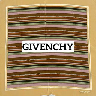 ジバンシィ(GIVENCHY)の★GIVENCHY★ スカーフ ボーダー シルク ベージュ ブラウン(バンダナ/スカーフ)