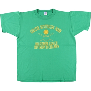 古着 90年代 ラッセル Russell プリントTシャツ USA製 メンズL ヴィンテージ /eaa431300(Tシャツ/カットソー(半袖/袖なし))