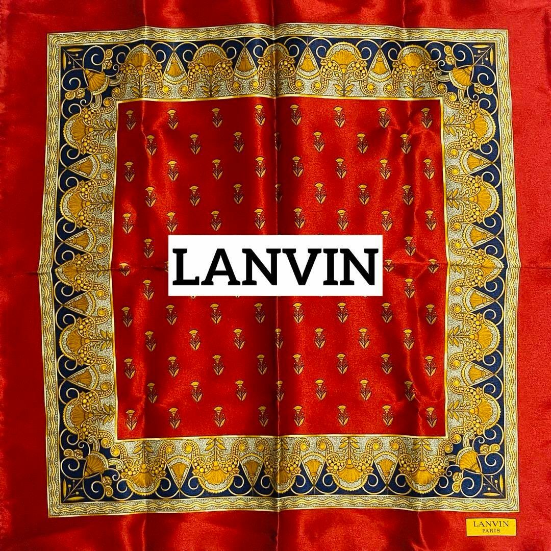 LANVIN(ランバン)の極美品 ★LANVIN★ ポケットチーフ 花 レッド タグ無し レディースのファッション小物(バンダナ/スカーフ)の商品写真