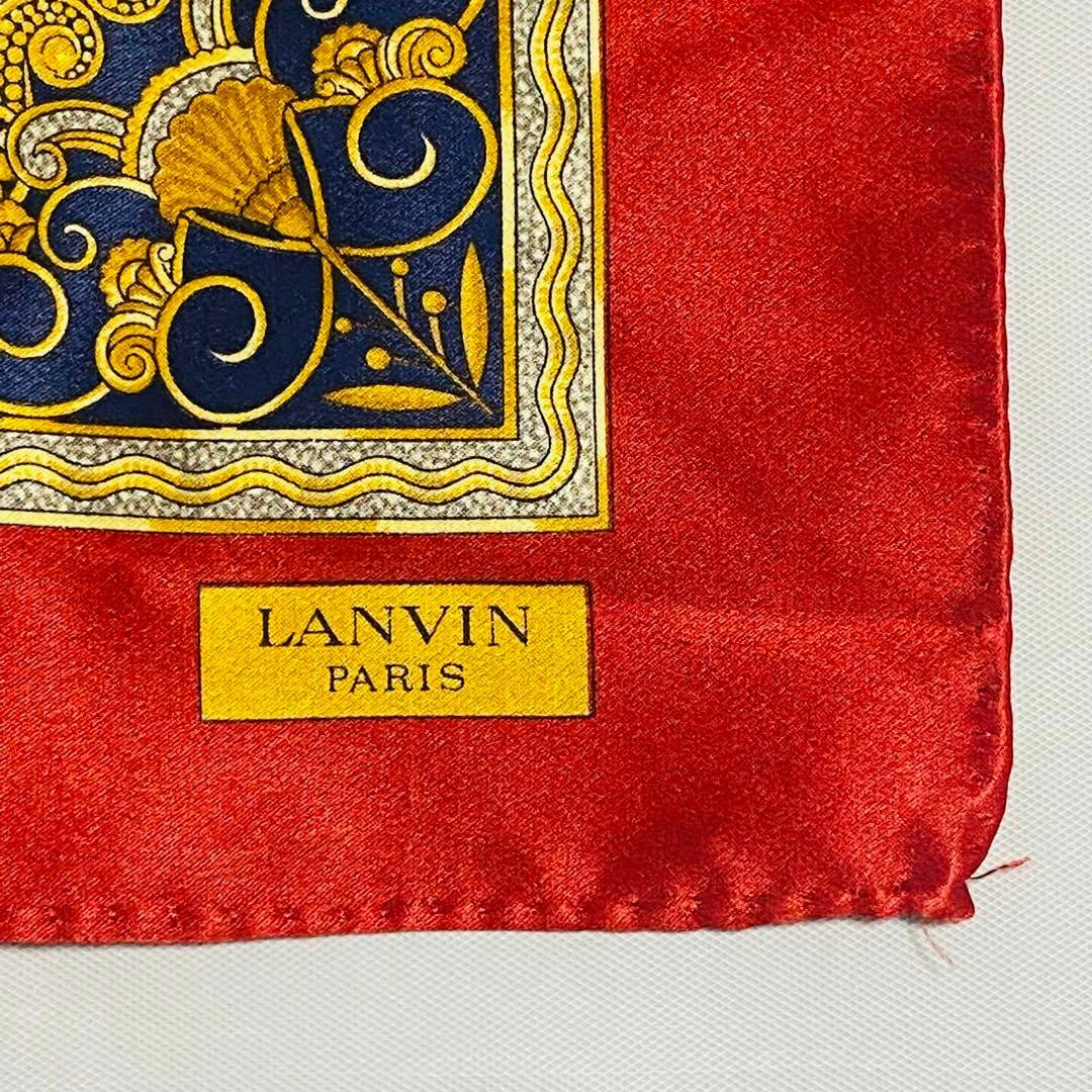 LANVIN(ランバン)の極美品 ★LANVIN★ ポケットチーフ 花 レッド タグ無し レディースのファッション小物(バンダナ/スカーフ)の商品写真