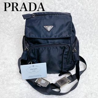 プラダ(PRADA)の希少　PRADA プラダ　リュック　ミニ　ブラック　三角ロゴ　プレート　金具(リュック/バックパック)