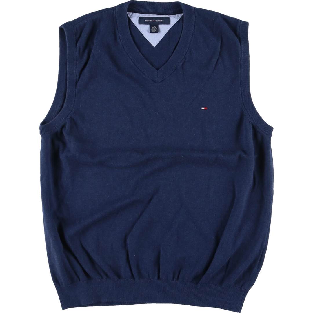 TOMMY HILFIGER(トミーヒルフィガー)の古着 トミーヒルフィガー TOMMY HILFIGER Vネック コットンニットベスト メンズL /eaa420886 メンズのトップス(ベスト)の商品写真