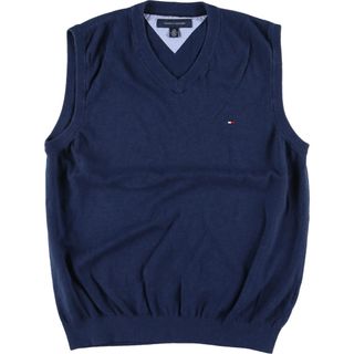 トミーヒルフィガー(TOMMY HILFIGER)の古着 トミーヒルフィガー TOMMY HILFIGER Vネック コットンニットベスト メンズL /eaa420886(ベスト)