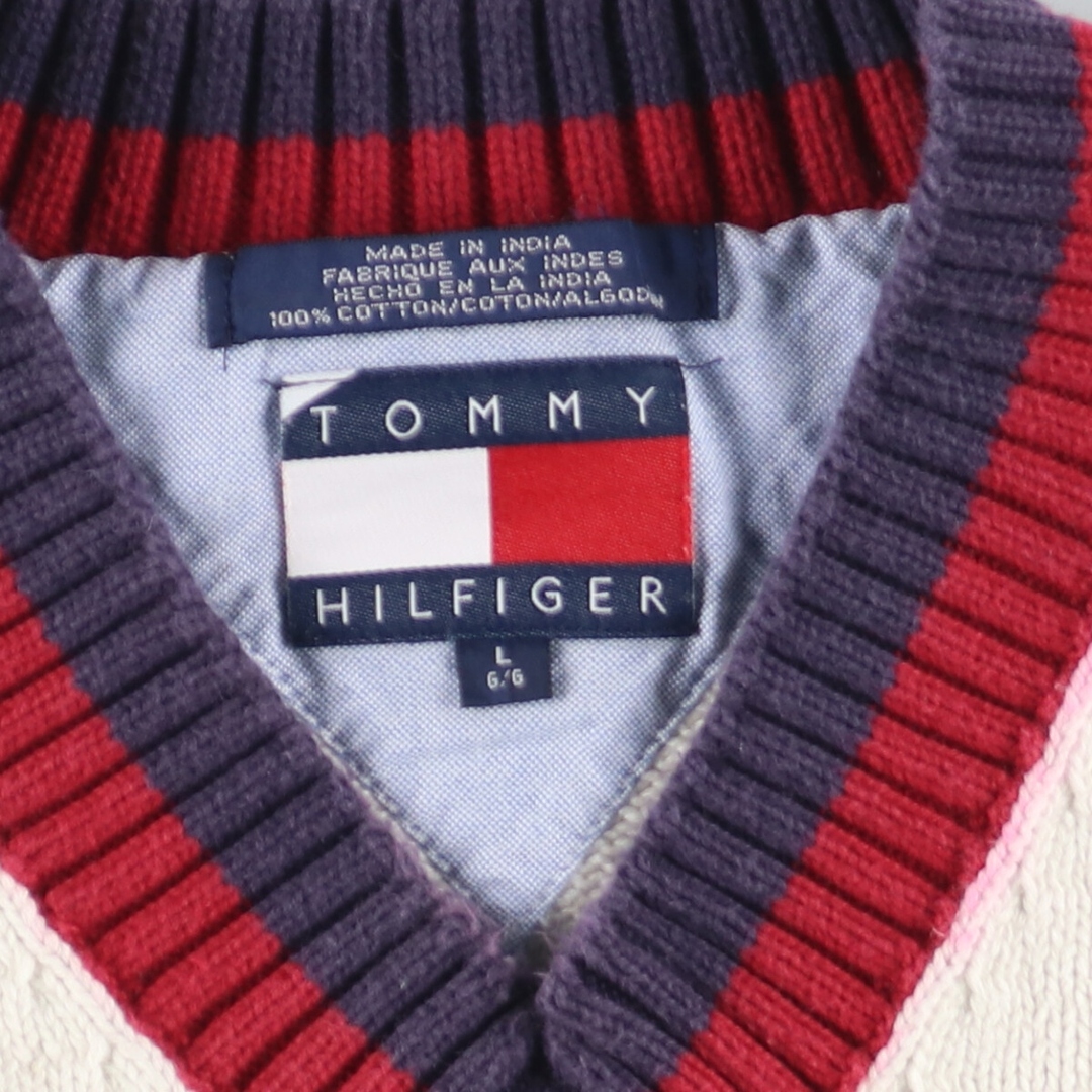 TOMMY HILFIGER(トミーヒルフィガー)の古着 90年代 トミーヒルフィガー TOMMY HILFIGER Vネック コットンニットベスト メンズL ヴィンテージ /eaa420891 メンズのトップス(ベスト)の商品写真