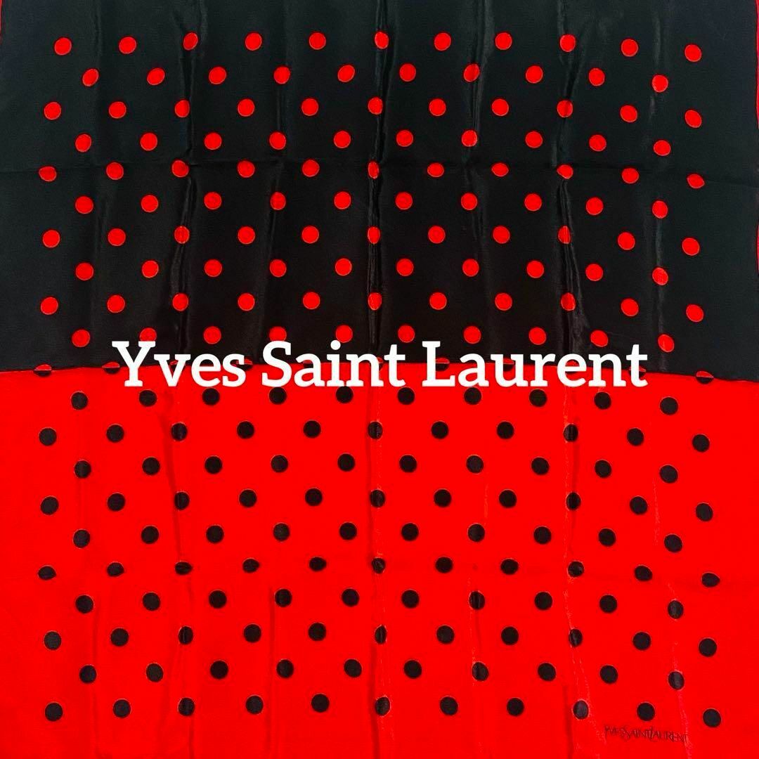 Yves Saint Laurent(イヴサンローラン)の★Yves Saint Laurent★ スカーフ ドット レッド ブラック レディースのファッション小物(バンダナ/スカーフ)の商品写真