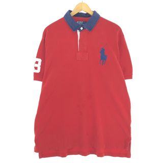 ラルフローレン(Ralph Lauren)の古着 ラルフローレン Ralph Lauren POLO by Ralph Lauren ビッグポニー 袖刺繍 ナンバリング 半袖 ラガーシャツ メンズXL /eaa428364(シャツ)