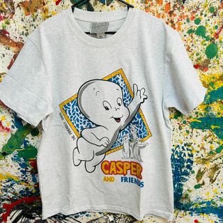 キャスパー レトロ リプリント Tシャツ 半袖 メンズ 新品 個性的 白(Tシャツ/カットソー(半袖/袖なし))