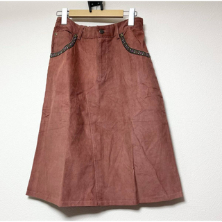 □マディー 台形スカート ローズ色 フリーサイズ  エスニック ボトムス 未使用(ひざ丈スカート)