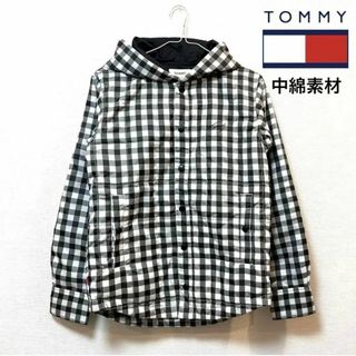 トミー(TOMMY)の【美品】TOMMY(トミー) ブロックチェック中綿ジャケット  アウター 黒×白(ブルゾン)