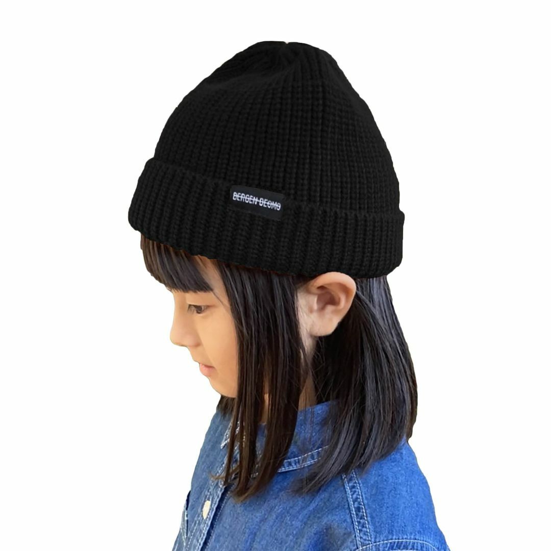 【色: ブラック】[TRAX SHOP] 11色 ニット帽 キッズ 女の子 帽子 キッズ/ベビー/マタニティのベビー服(~85cm)(その他)の商品写真