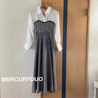 MERCURYDUO - お値下げ　MERCURYDUO  シャツドッキングニットフレアワンピース