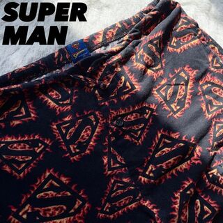 マーベル(MARVEL)の希少》SUPERMAN フレイム ファイヤー パターン パジャマ パンツ 炎 黒(その他)