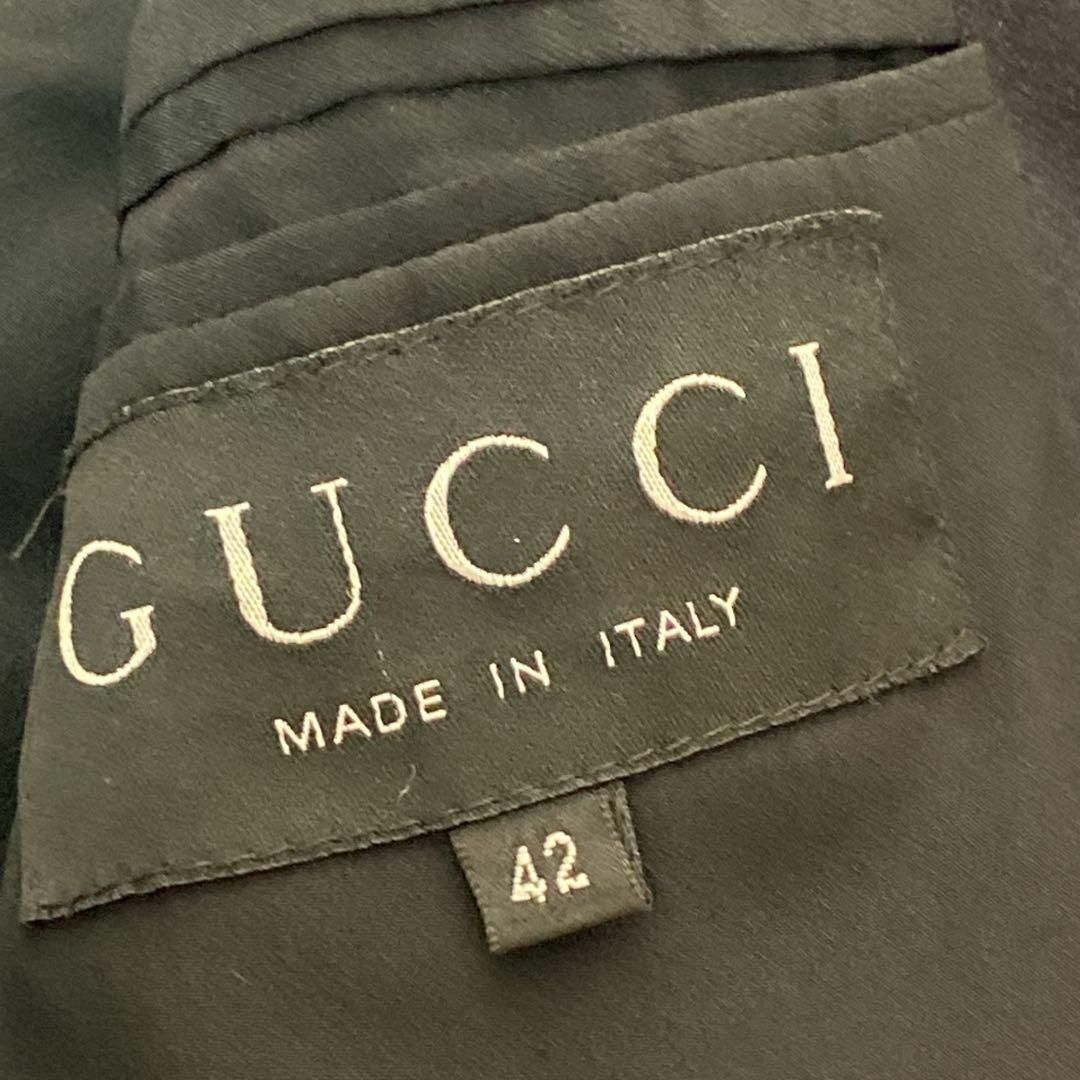 Gucci(グッチ)のグッチ　チェスターコート　ロングコート　カシミヤ混　(XL) 42号　黒　金具 レディースのジャケット/アウター(チェスターコート)の商品写真