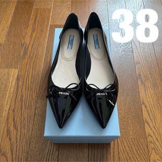 PRADA - 美品　PRADA フラットシューズ　バレエシューズ38　ブラック　8