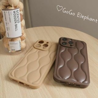 韓国デザイン♡淡色　plump brown iphoneケース　なみなみ カバー(iPhoneケース)