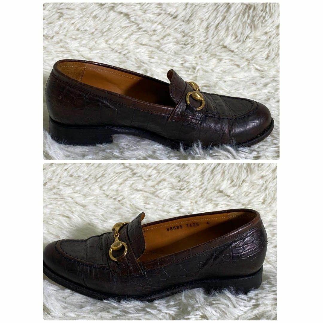 Jalan Sriwijaya(ジャランスリウァヤ)のジャランスリウァヤ ビットローファー クロコ型押し  ブラウン　金具　レディース レディースの靴/シューズ(ローファー/革靴)の商品写真