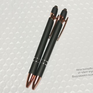 タッチペ ボールペン 黒 ブラック スマホ用 油性 ノック式 高級 ケースつき(ペン/マーカー)