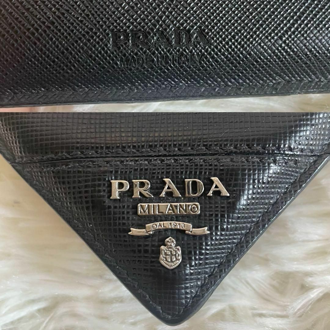 PRADA(プラダ)の【PRADA】折り財布 サフィアーノレザー 三角ロゴ 黒 レディースのファッション小物(財布)の商品写真