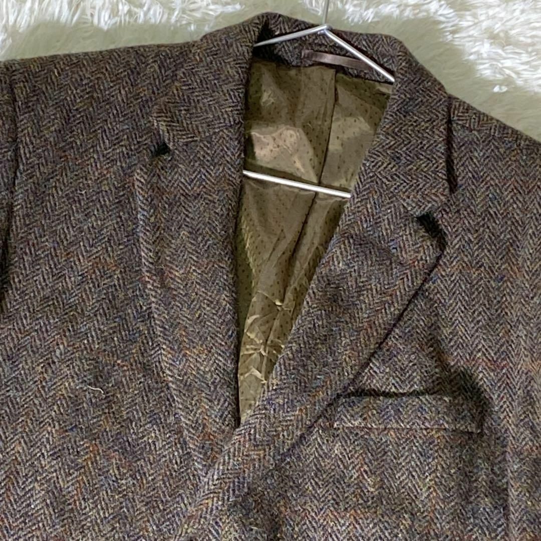 Harris Tweed(ハリスツイード)のハリスツイード　テーラードジャケット　くるみボタン　ヘリンボーン　大きいサイズ メンズのジャケット/アウター(テーラードジャケット)の商品写真