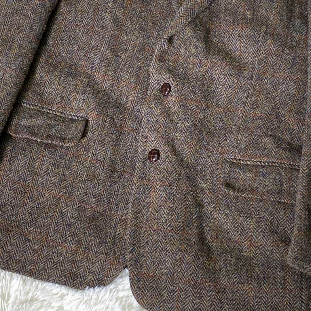 Harris Tweed(ハリスツイード)のハリスツイード　テーラードジャケット　くるみボタン　ヘリンボーン　大きいサイズ メンズのジャケット/アウター(テーラードジャケット)の商品写真