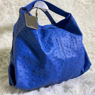 Furla - フルラ　ハンドバッグ　オーストリッチ　レザー　本革　青　ブルー　エキゾチック