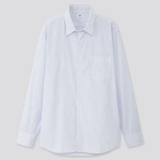 ユニクロ(UNIQLO)のエクストラファインコットンブロードストライプシャツ（レギュラーカラー・長袖）XL(シャツ)