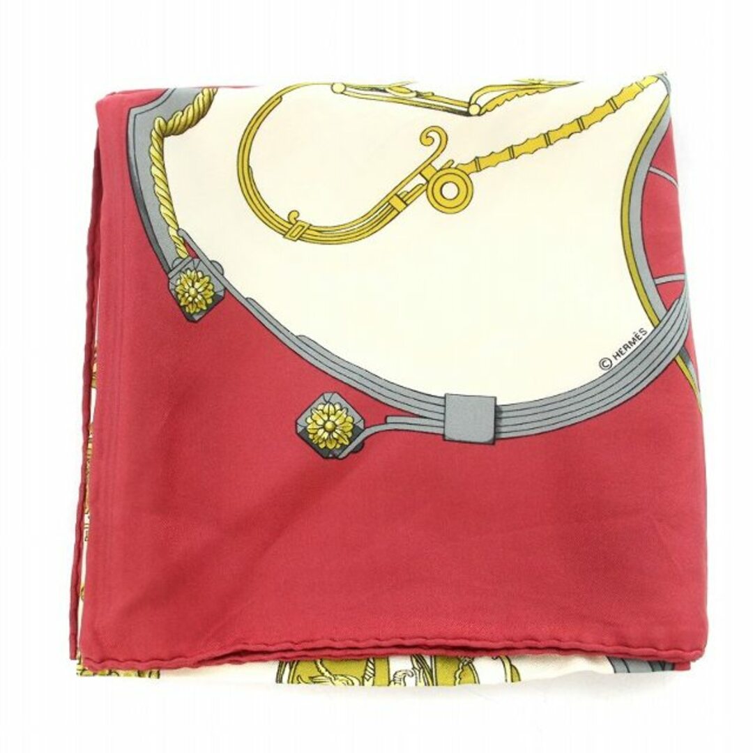 Hermes(エルメス)のエルメス カレ90 SPRINGS スカーフ 大判 馬車柄 総柄 絹 赤 レディースのファッション小物(バンダナ/スカーフ)の商品写真