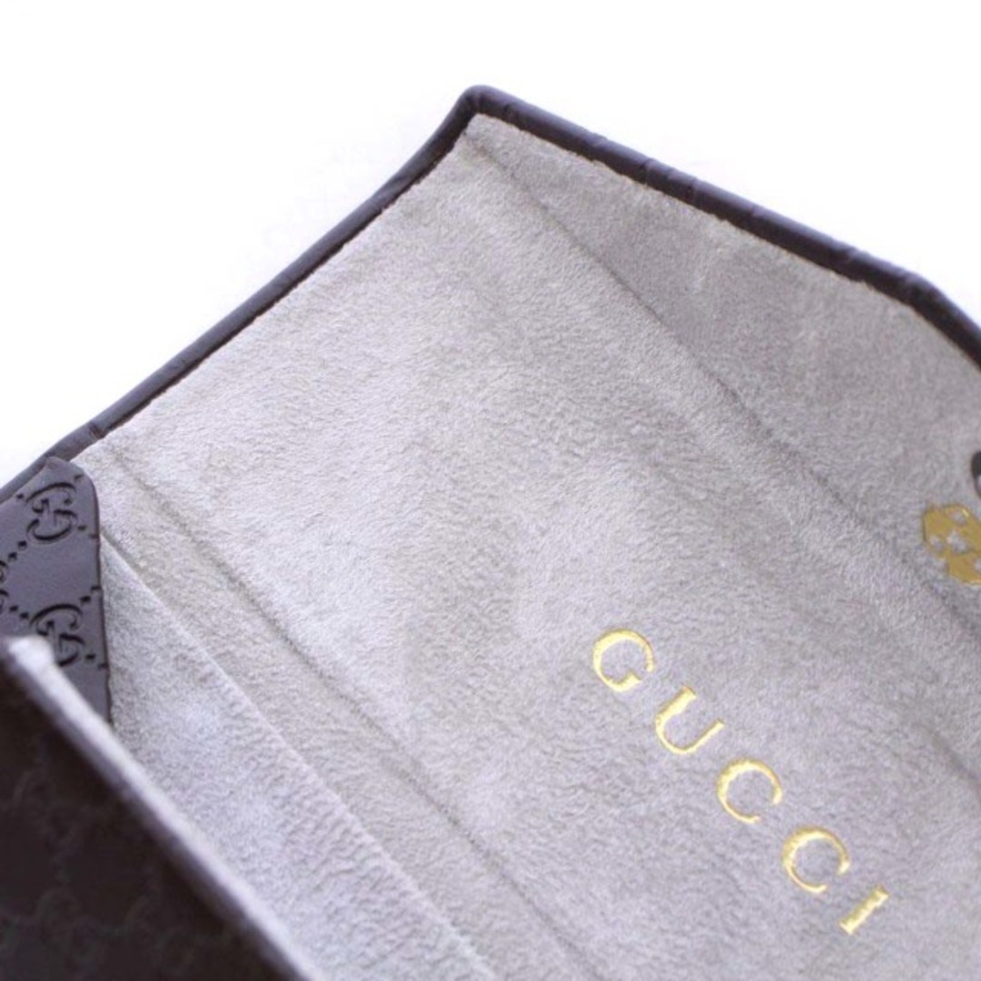 Gucci(グッチ)のグッチ 眼鏡ケース レザー グッチシマ ロゴ 総柄 クリーナー付き 茶色 メンズのファッション小物(その他)の商品写真