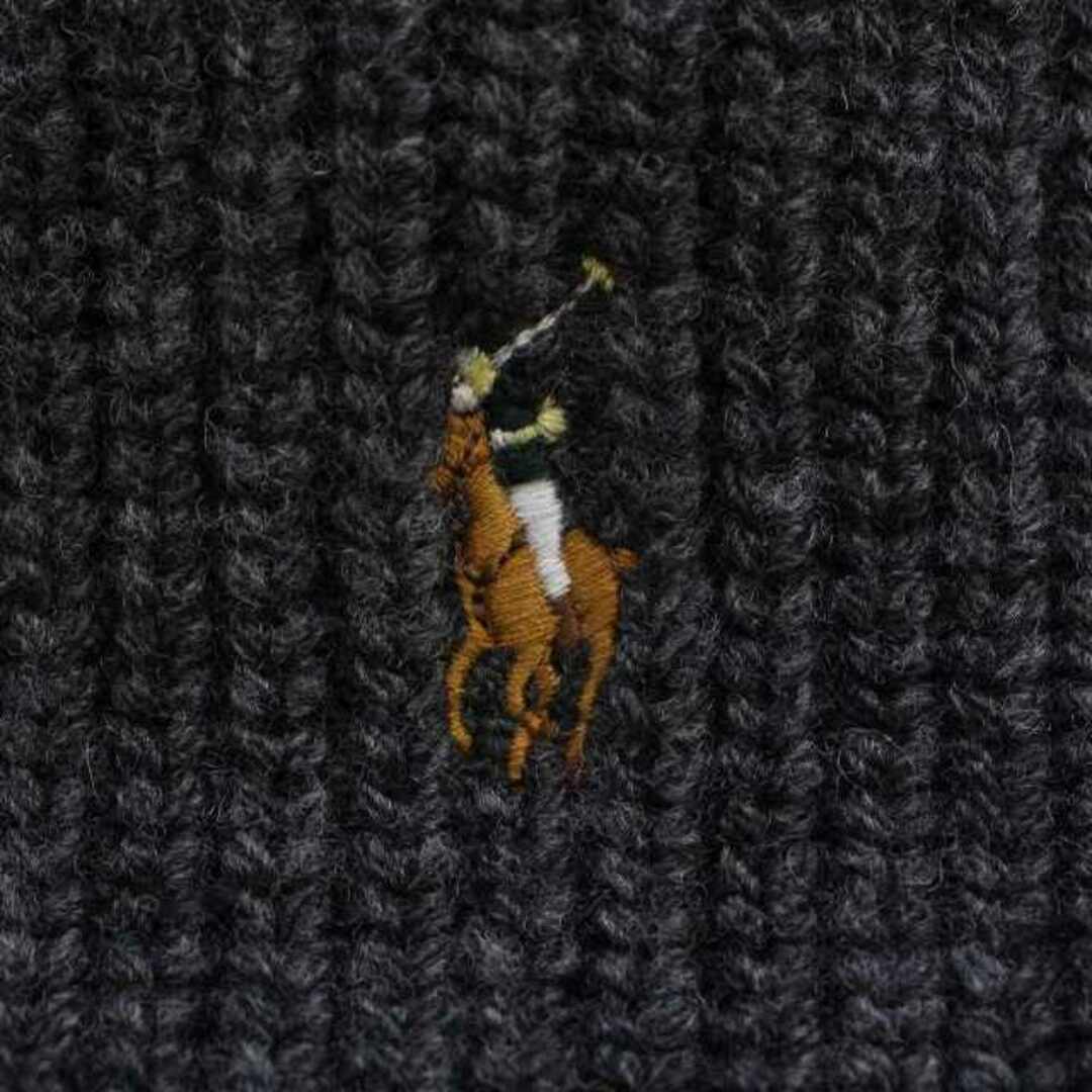 Ralph Lauren(ラルフローレン)のラルフローレン マフラー ストール リブ編み ウール ロゴ刺繍 チャコールグレー レディースのファッション小物(マフラー/ショール)の商品写真