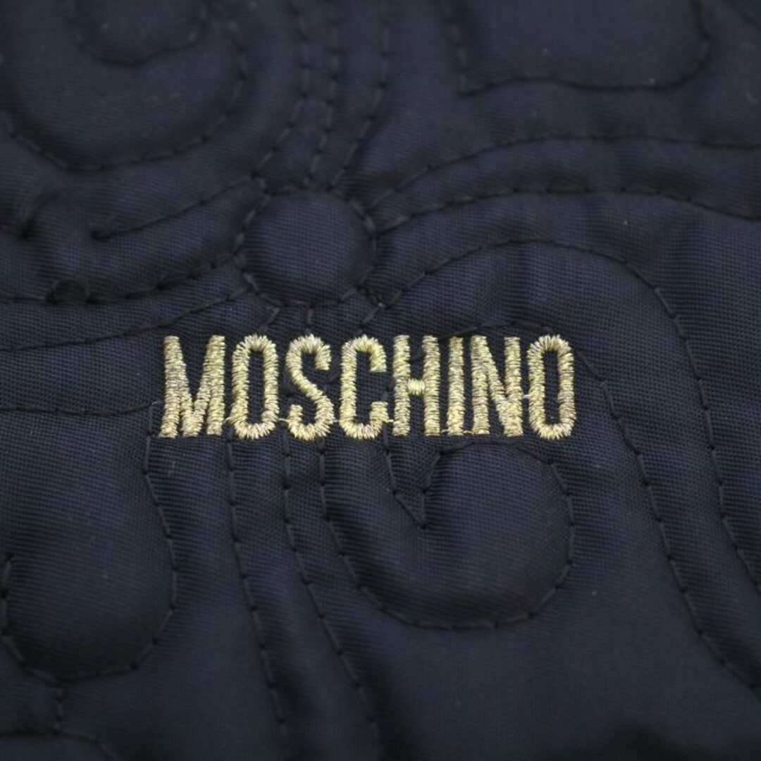 MOSCHINO(モスキーノ)のモスキーノ ハンドバッグ ロゴ刺繍 ハート 花柄 フラワー 総柄 ナイロン 黒 レディースのバッグ(ハンドバッグ)の商品写真