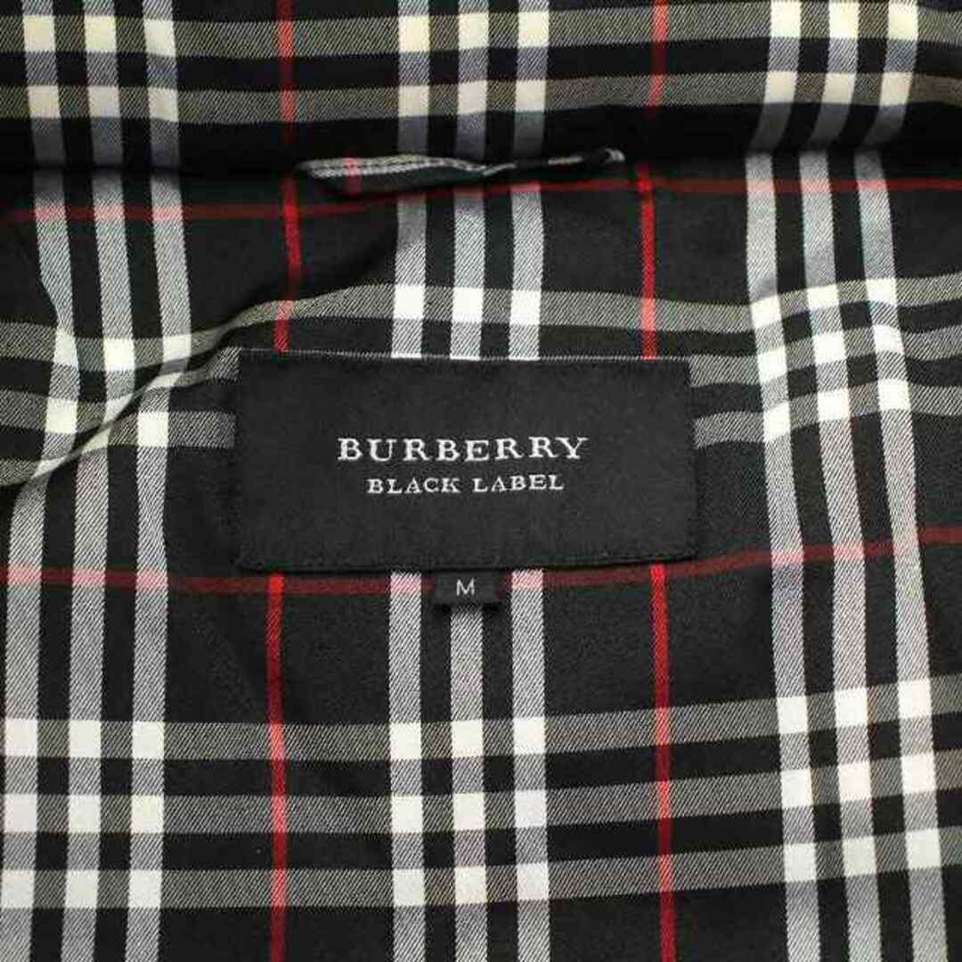 BURBERRY BLACK LABEL(バーバリーブラックレーベル)のバーバリーブラックレーベル ロゴ刺繍ファー付きジップアップダウンベスト M 黒 メンズのジャケット/アウター(ダウンジャケット)の商品写真