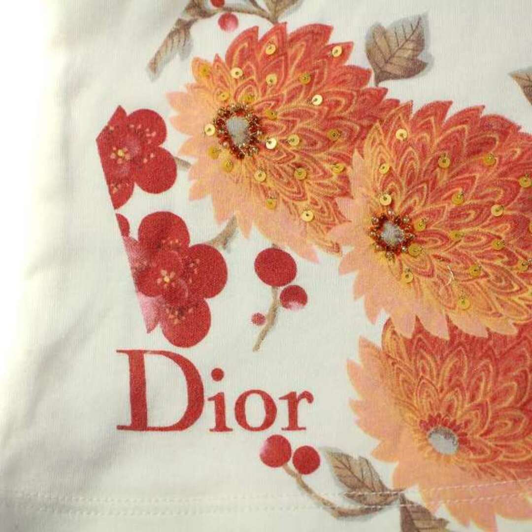 Christian Dior(クリスチャンディオール)のクリスチャンディオール Tシャツ カットソー Vネック スパンコール 42 M レディースのトップス(カットソー(半袖/袖なし))の商品写真