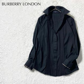 バーバリー(BURBERRY)の【極美品】バーバリーロンドン フリルピンタック 比翼ブラウス  大きいサイズ(シャツ/ブラウス(長袖/七分))