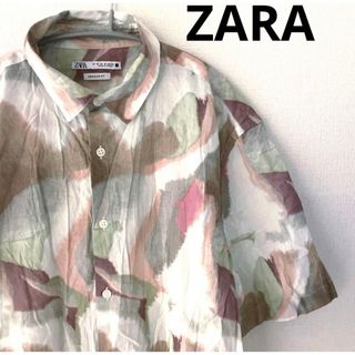 ZARA - ZARA 半袖シャツ　コットン　総柄　Mサイズ　ザラ