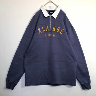 エクストララージ(XLARGE)のX-LARGE エクストララージ　ハーフジップ　刺繍ロゴ　ラガーシャツ(ポロシャツ)